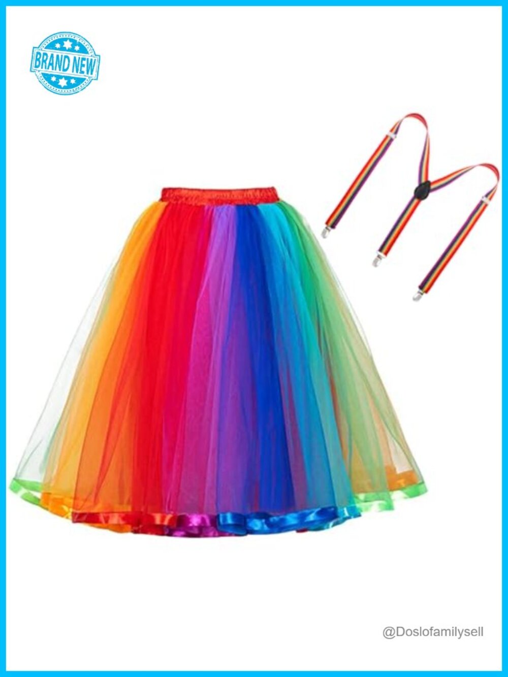 Women's Layered Tulle Tutu Skirt Pleated Rainbow Halloween Cosplay Party